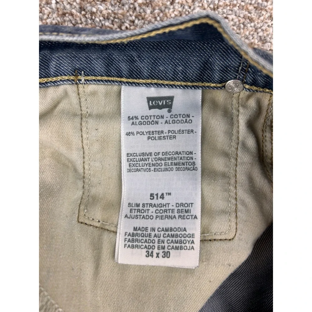 Levis 514 Straight Fit Jeans Mens 34x30 Blue Medium Wash Denim Pants